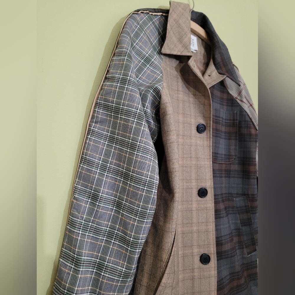 Urban Outfitters Plaid Oversize Trench Jacket in Tan and Brown Medium - Picture 7 of 13